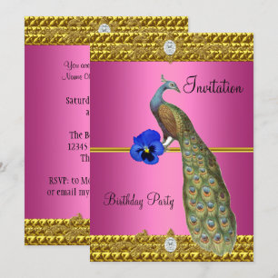 Elegante Gold-Pfau-Einladung Einladung