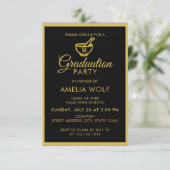 Elegante Gold Pharmacist Graduation Party Einladung (Stehend Vorderseite)