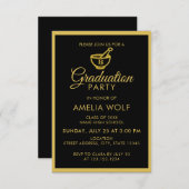 Elegante Gold Pharmacist Graduation Party Einladung (Vorne/Hinten)