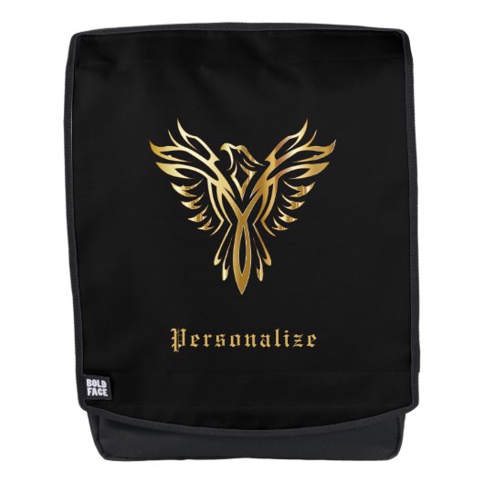 Elegante Gold Phoenix Aufstieg Mythisch Personalis Rucksack (Vorderseite)