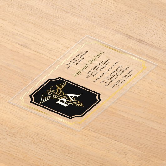 Elegante Gold Physicians Assistant Graduation Part Acryleinladungen (Ablage )