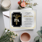 Elegante Gold Physicians Assistant Graduation Part Pergament Einladungen