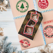 Elegante Gold Pine Holiday Foto Collage Geschenkanhänger