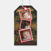 Elegante Gold Pine Holiday Foto Collage Geschenkanhänger (Vorderseite)