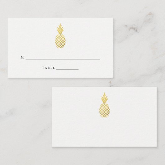 Elegante Gold Pineapard Hochzeitskarten Platzkarte (Vorne/Hinten)