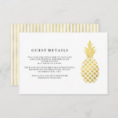 Elegante Gold Pineaple Wedding Guest Details Begleitkarte (Vorne/Hinten)