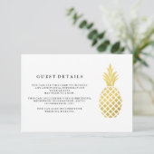 Elegante Gold Pineaple Wedding Guest Details Begleitkarte (Stehend Vorderseite)