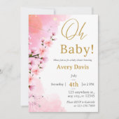 Elegante Gold Pink Dogwood Blütendusche Einladung (Vorderseite)