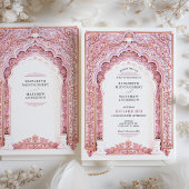 Elegante Gold & Pink Filigree Hochzeit Einladung