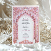 Elegante Gold & Pink Filigree Hochzeit Einladung