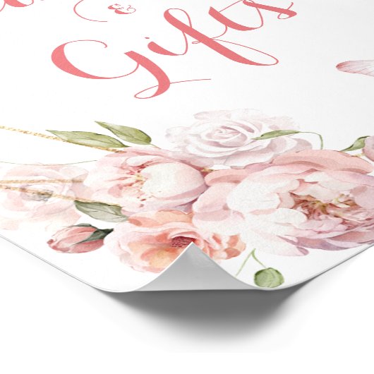 Elegante Gold Pink Floral Quinceñera Karten und Ge Poster (Ecke)
