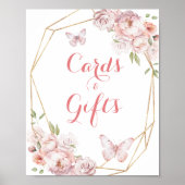 Elegante Gold Pink Floral Quinceñera Karten und Ge Poster (Vorne)