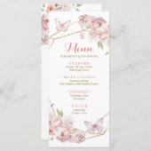 Elegante Gold Pink Geometric Floral Quinceñera Menükarte (Vorne/Hinten)
