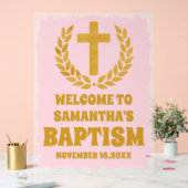 Elegante Gold Pink Girl Taufe Willkommen Mattiert Acrylschild (Hochzeit)