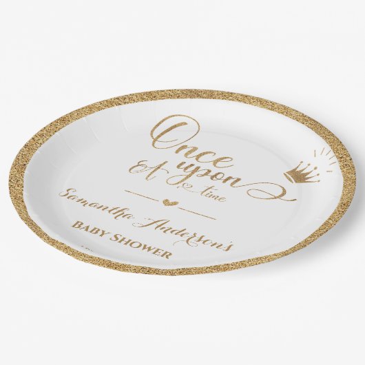 Elegante Gold Prinzessin einmal auf eine Time Baby Pappteller (Schrägansicht)