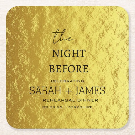 Elegante Gold Probe Abendessen am Abend Rechteckiger Pappuntersetzer (Vorderseite)
