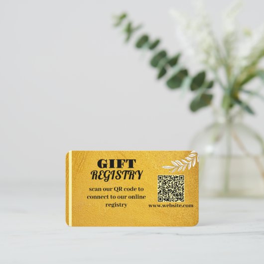 Elegante Gold QR Code Geschenk Registrierungseinga Begleitkarte (Stehend Vorderseite)