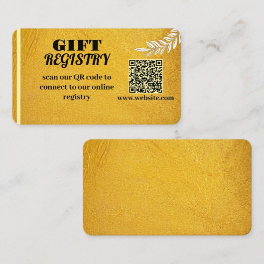 Elegante Gold QR Code Geschenk Registrierungseinga Begleitkarte (Vorne/Hinten)