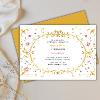 Elegante Gold Quinceñera Royal Birthday Party Einladung