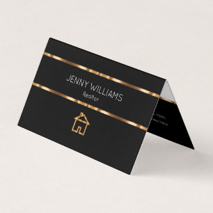 Elegante Gold Realtor Theme gefaltete Visitenkarte Visitenkarten