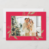 Elegante Gold Red 4 Foto Collage Weihnachtskarte (Rückseite)