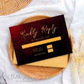 Elegante Gold Red and Black Wedding RSVP Card