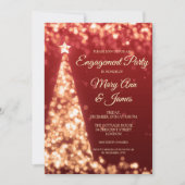 Elegante Gold & Red Christmas Engagement Party Einladung (Vorderseite)