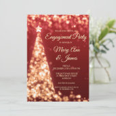 Elegante Gold & Red Christmas Engagement Party Einladung (Stehend Vorderseite)