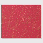 Elegante Gold Red Handrawn Weihnachtsmuster Geschenkpapier (Flach)