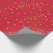 Elegante Gold Red Handrawn Weihnachtsmuster Geschenkpapier (Ecke)