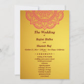 Elegante Gold Red Indian Paisley Hochzeitfeier Einladung (Vorderseite)