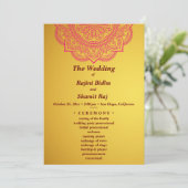 Elegante Gold Red Indian Paisley Hochzeitfeier Einladung (Stehend Vorderseite)