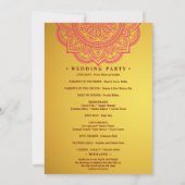 Elegante Gold Red Indian Paisley Hochzeitfeier Einladung (Rückseite)