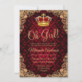 Elegante Gold Red Princess Crown Baby Shower Einladung (Vorderseite)