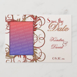 Elegante Gold Red "Save the Date" Blüh Cards Save The Date