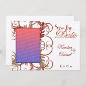 Elegante Gold Red "Save the Date" Blüh Cards Save The Date (Vorne/Hinten)