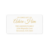 Elegante Gold Religiöse Weihnachtsfeier Rücksendea Adressaufkleber (Vorne)