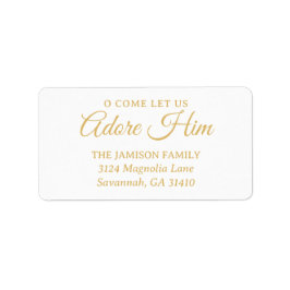 Elegante Gold Religiöse Weihnachtsfeier Rücksendea Adressaufkleber