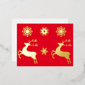 Elegante Gold Rentier Snowflake Weihnachten Folie Einladungspostkarte (Vorderseite/Rückseite)