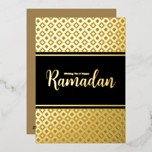Elegante Gold Rhombus Muster Ramadan Grußkarte Folien Feiertagskarte