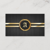 Elegante Gold Ring Monogram Dark Wood Business Car Visitenkarte (Vorderseite)