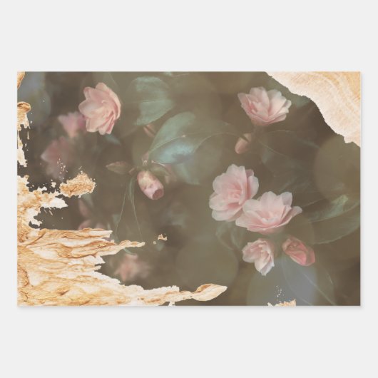 Elegante Gold Rosa Rose Bokeh Lichter Decoupage Geschenkpapier Set (Vorderseite 2)