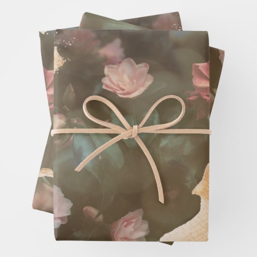 Elegante Gold Rosa Rose Bokeh Lichter Decoupage Geschenkpapier Set (Beispiel)