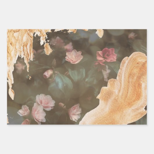 Elegante Gold Rosa Rose Bokeh Lichter Decoupage Geschenkpapier Set (Vorderseite)