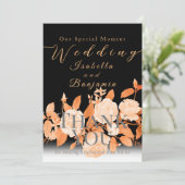 Elegante Gold Rose Black Wedding Dankeskarte (Stehend Vorderseite)