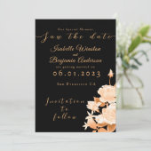 Elegante Gold Rose Black Wedding Feiertagskarte (Stehend Vorderseite)