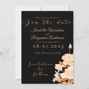 Elegante Gold Rose Black Wedding Feiertagskarte