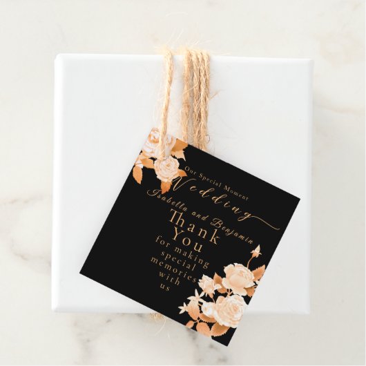 Elegante Gold Rose Black Wedding Geschenkanhänger (Beispiel)