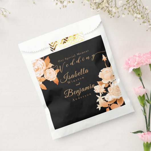 Elegante Gold Rose Black Wedding Geschenktütchen (Versiegelt)