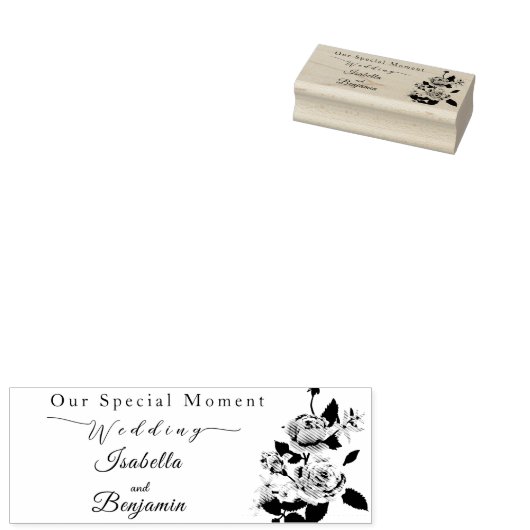 Elegante Gold Rose Black Wedding Gummistempel (Stempel)